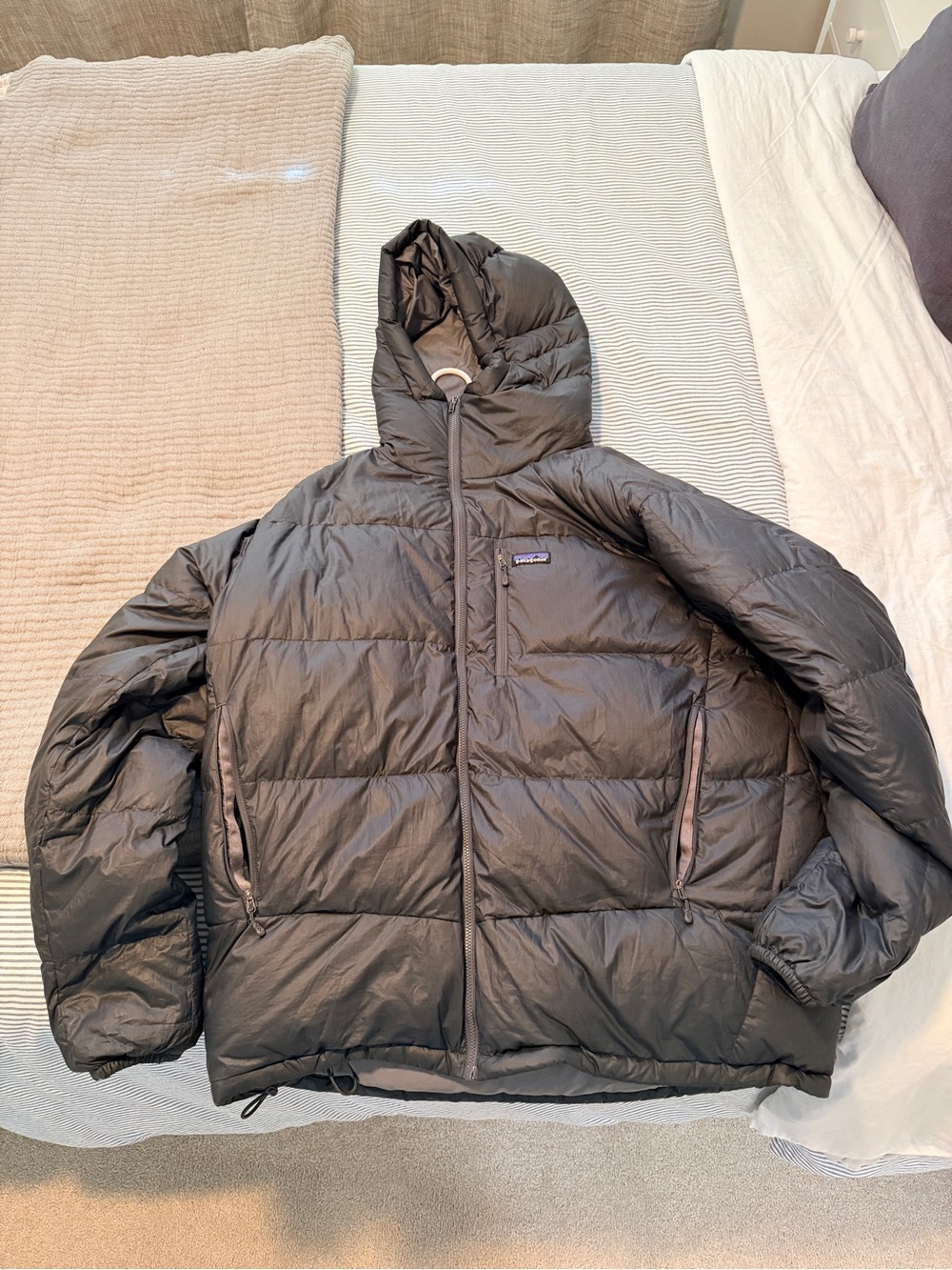 Patagonia Men's Charcoal Hooded Puffer Jacket